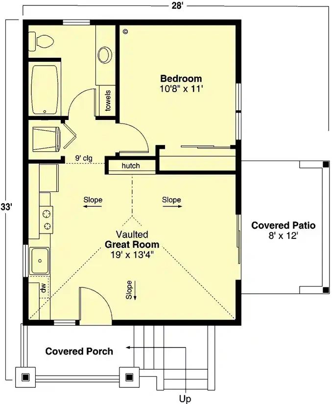 Architectural floor plan for a compact home